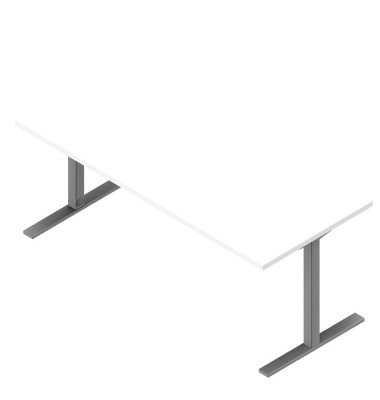 Schreibtisch, 74cm (H), 180x80cm (BxT), rechteckig, weiß / silber Schreibtisch, 74cm (H), 180x80cm (BxT), rechteckig, weiß / silber