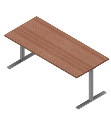 Schreibtisch, 74cm (H), 180x80cm (BxT), rechteckig, nussbaum canaletto / silber Schreibtisch, 74cm (H), 180x80cm (BxT), rechteckig, nussbaum canaletto / silber