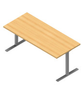 Schreibtisch, 74cm (H), 180x80cm (BxT), rechteckig, buche / silber