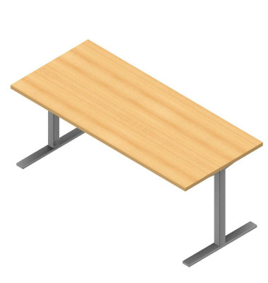 Schreibtisch, 74cm (H), 180x80cm (BxT), rechteckig, buche / silber