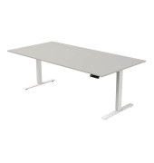 Sitz-Steh-Schreibtisch Move 3, elektrisch höhenverstellbar, 72-120cm (H), 200x100cm (BxT), rechteckig, lichtgrau / weiß