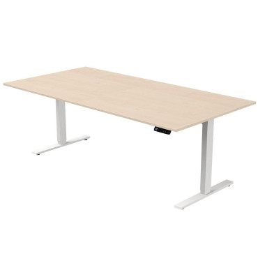 Sitz-Steh-Schreibtisch Move 3, elektrisch höhenverstellbar, 72-120cm (H), 200x100cm (BxT), rechteckig, ahorn / weiß