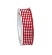 Geschenkband Vichy 6192520-609, Karo, 25mm x 20m, rot/weiß
