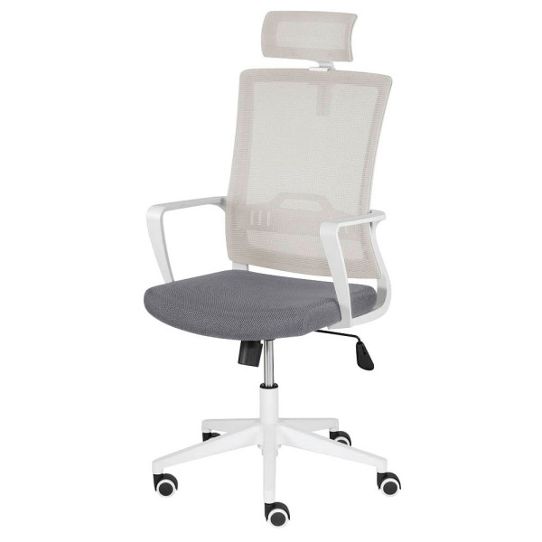 Mayer Bürostuhl mySTUDIO, grau/silbergrau / weiß, mit Armlehnen, bis 120kg, mit Kopfstütze 4032376010846 Mayer