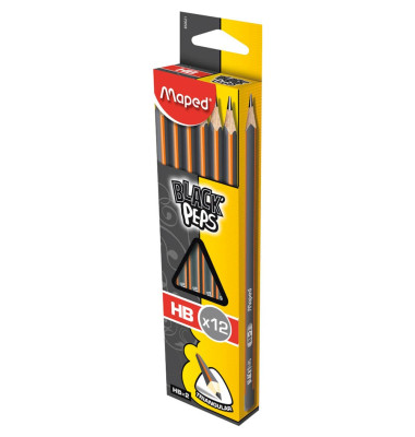 Bleistift-Set BLACK'PEPS, 850021FC, H&auml;rte HB, schwarz/orange