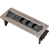 Indesk Power 3-fach Tischsteckdose silber