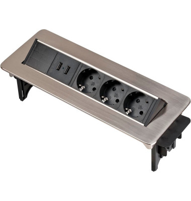 Indesk Power 3-fach Tischsteckdose silber