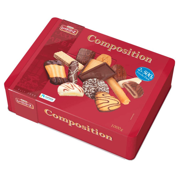 4006894512304 - Lambertz Gebäckmischung Composition Metalldose 13-fach sortiert in 4er-Frischepacks 1 kg Inhalt