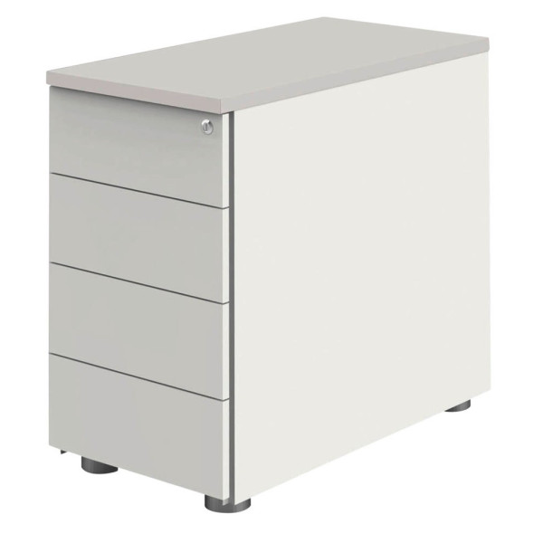 4044917437111 - Form 1 Standcontainer weiß lichtgrau 4 Auszüge ohne-Muldengriff weiß 420 x 800 x 720 - 760 cm