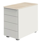 Standcontainer 12419350 Move, wei&szlig;/Ahorn, 4 Schubladen, Spanplatte, melaminbeschichtet, abschlie&szlig;bar