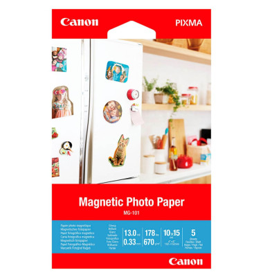 Fotopapier MG-101 Magnetic 3634C002, 10x15cm, für Inkjet, 670g weiß glänzend einseitig bedruckbar