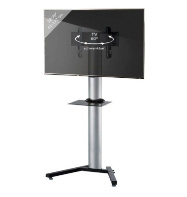 TV-Ständer Stadino Maxi silber, schwarz, schwarzglas