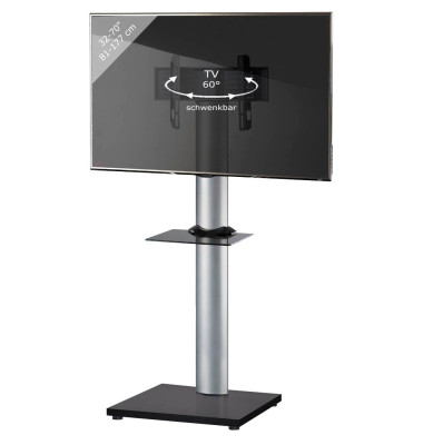 TV-Ständer Onu schwarz, silber, schwarzglas