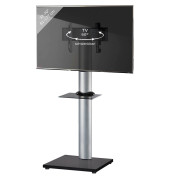 TV-Ständer Onu schwarz, silber, schwarzglas