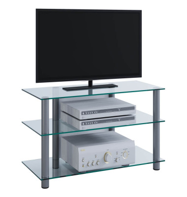 TV-Lowboard Sindas silber, klarglas TV-Lowboard Sindas silber, klarglas