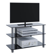TV-Lowboard Sindas silber, schwarzglas