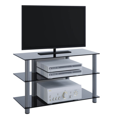 TV-Lowboard Sindas silber, schwarzglas TV-Lowboard Sindas silber, schwarzglas