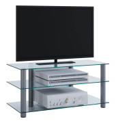 TV-Lowboard Netasa silber, klarglas
