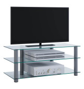 TV-Lowboard Zumbo silber, klarglas