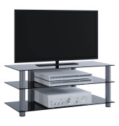 TV-Lowboard Zumbo silber, schwarzglas