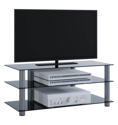TV-Lowboard Zumbo silber, schwarzglas