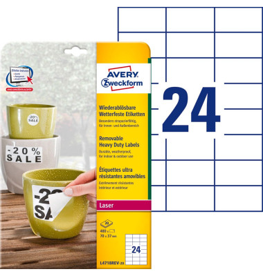 wetterfeste Folienetiketten L4718REV-20 weiß