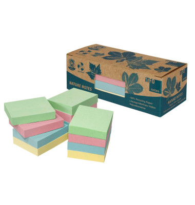 Haftnotizen 5653-88BOX, Recycling, 75x75mm, grün/gelb/rosa/blau, quadratisch