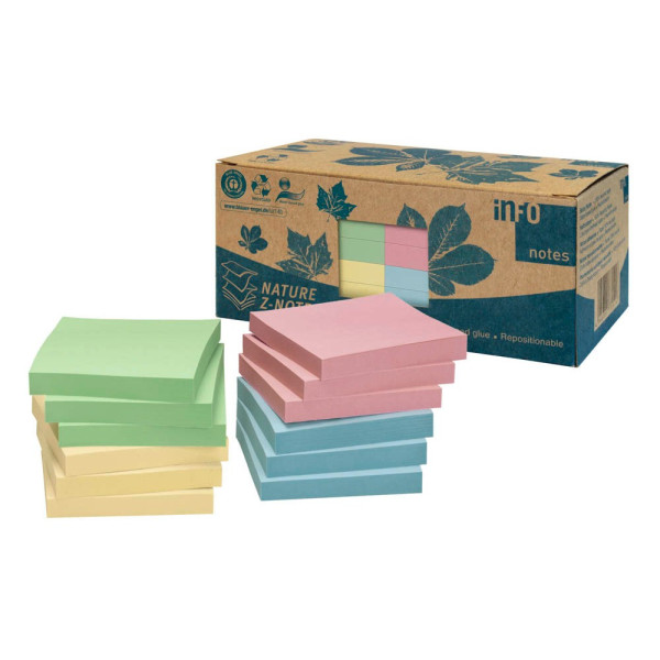 4044355790595 - Haftnotizen B 75 x H 75 mm Z-Faltung Recyclingpapier farblich sortiert jeweils 100 Blatt 12 Blöcke 4044355790595 - Haftnotizen B 75 x H 75 mm Z-Faltung Recyclingpapier farblich sortiert jeweils 100 Blatt 12 Blöcke
