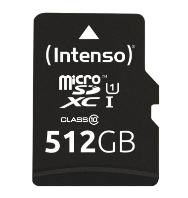 Speicherkarte Premium 3423493, Micro-SDXC, mit SD-Adapter, Class 10, bis 90 MB/s, 512 GB