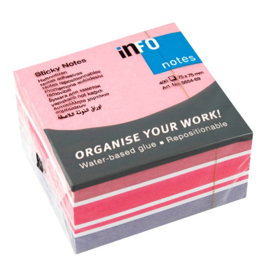 Haftnotizen 5654-69, CUBE, 75x75mm, rosa/weiss/pink/violett, quadratisch