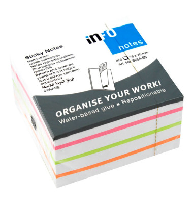 Haftnotizen 5654-68, CUBE, 75x75mm, weiss/pink/grün/orange, quadratisch