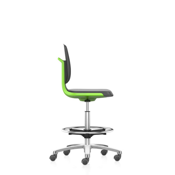 4016849601748 - Arbeitsdrehstuhl LABSIT Hochstuhl mit Sitz-Stopp-Rollen und Fußring Sitz mit Kunstlederbezug grün 4016849601748 - Arbeitsdrehstuhl LABSIT Hochstuhl mit Sitz-Stopp-Rollen und Fußring Sitz mit Kunstlederbezug grün