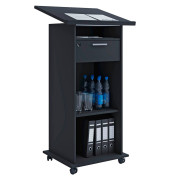 Stehpult Meeta, höhenverstellbar 108-120cm (H), 60x50cm (BxT), rechteckig, schwarz / schwarz