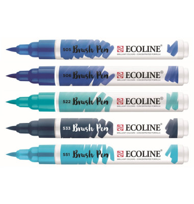 5 Brush-Pens blau