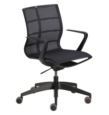 Bürostuhl Einteiliger Strickbezug ermöglicht eine optimale Druckverteilung entlang der Wirbelsäule und Becken, anthrazit / schwa