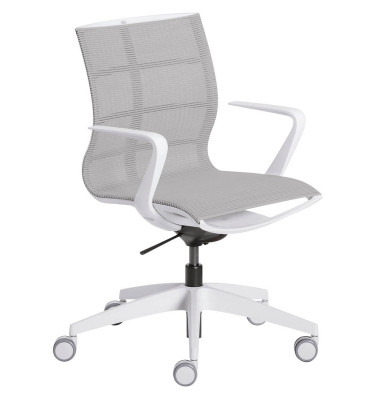 B&uuml;rostuhl Einteiliger Strickbezug erm&ouml;glicht eine optimale Druckverteilung entlang der Wirbels&auml;ule und Becken, hellgrau / lichtg