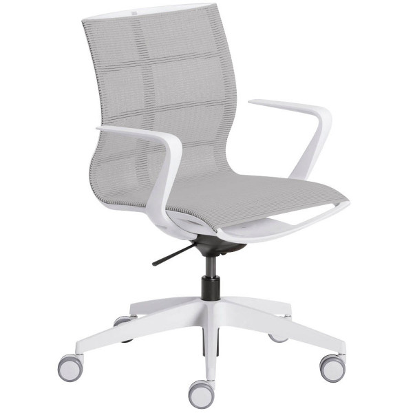 4049694001319 - Bürostuhl Einteiliger Strickbezug ermöglicht eine optimale Druckverteilung entlang der Wirbelsäule und Becken hellgrau   lichtg