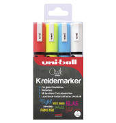 Kreidemarker uni Chalk PWE-5M, 186204, Packung, 4-farbig sortiert, 1-2mm Rundspitze