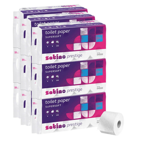 4000735323913 - Toilettenpapier Satino Prestige 043038 4-lagig hochweiß 150 Blatt Rolle 4000735323913 72 Rolle 4000735323913 - Toilettenpapier Satino Prestige 043038 4-lagig hochweiß 150 Blatt Rolle 4000735323913 72 Rolle