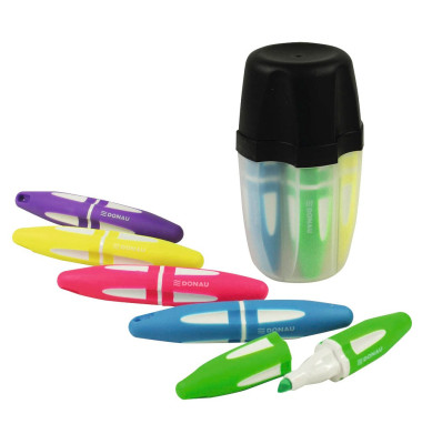 Textmarker 330256099, Rundbox, 5-farbig sortiert, 1-4mm Keilspitze