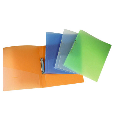 Ringbuch DONAU 330200099, A4 2 Ringe 25mm Ring-&Oslash; Kunststoff wei&szlig;/blau/gr&uuml;n/orange