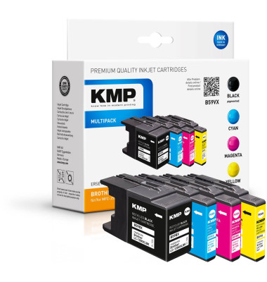 4 B59VX schwarz, cyan, magenta, gelb Tintenpatronen ersetzt brother LC-1280XLVALBP