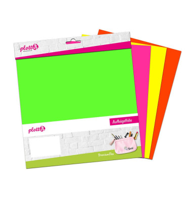 PremiumFlex Neon Aufbügelfolie farbsortiert (neon) Flex-Folie 30,0 cm x 30,0 cm