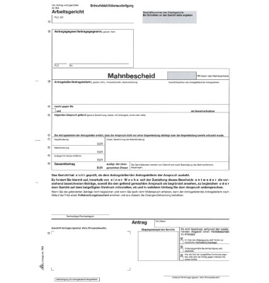 Mahnbescheid für Arbeitsgericht A4 5-teilig selbstdurchschreibend