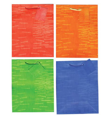 Geschenktasche 85011 Laura, allgemein, gedrehtes Kordelband mit Karte, sortiert, 18cm x 22,7cm