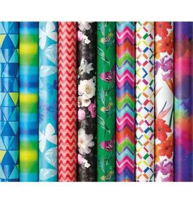 Geschenkpapier 33043 2A2217, 10 Dekore sortiert, 70cm x 2m,  bunt