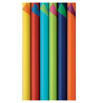 Geschenkpapier 33753 838107, 70cm x 2m, sort.,gelb,rot,türkis,hellgrün,blau,orange