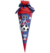 Bastel-Schultüte Soccer rot 3D 68cm 6-eckig 658026