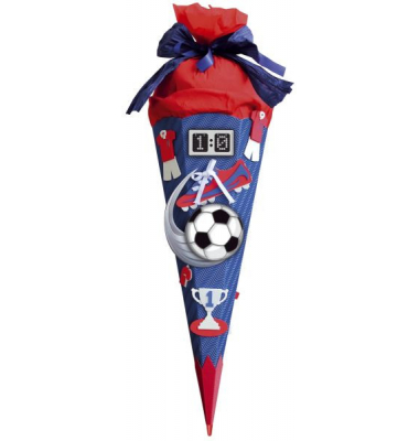 Bastel-Schultüte Soccer rot 3D 68cm 6-eckig 658026