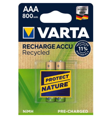 Varta Akku RECHARGE Recycled AAA HR03 800mAh 2St.